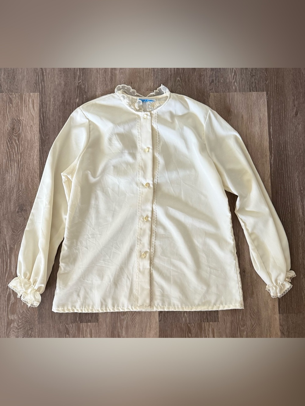 Vintage Lady Holiday Lace Trim Blouse | Ivory | XL